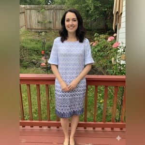 NWT Karen Scott for Bloomingdale’s Ombré Blue Ikat print Dress